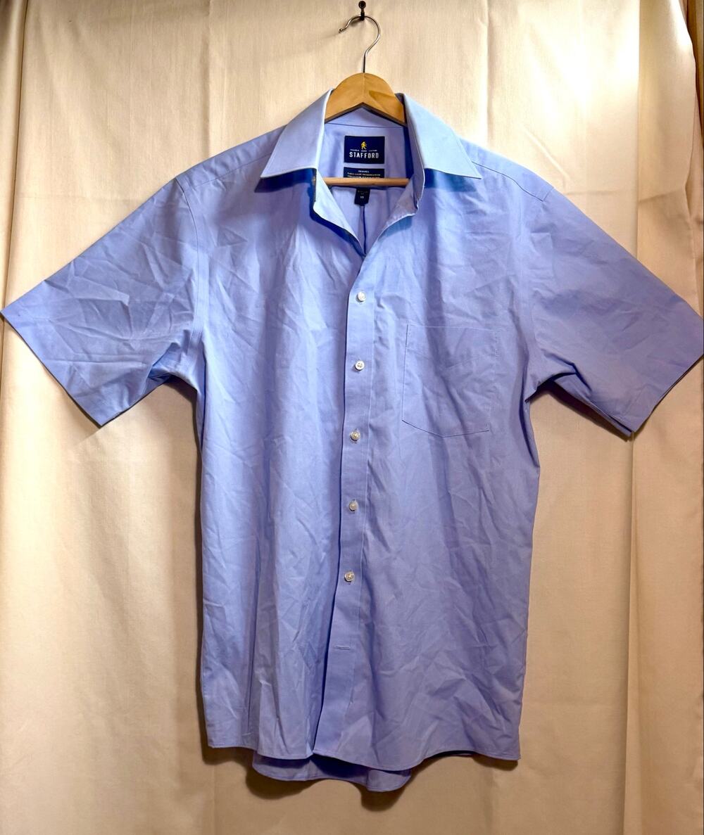 Stafford Blue Short Sleeve Dress Shirt Men’s Size 15.